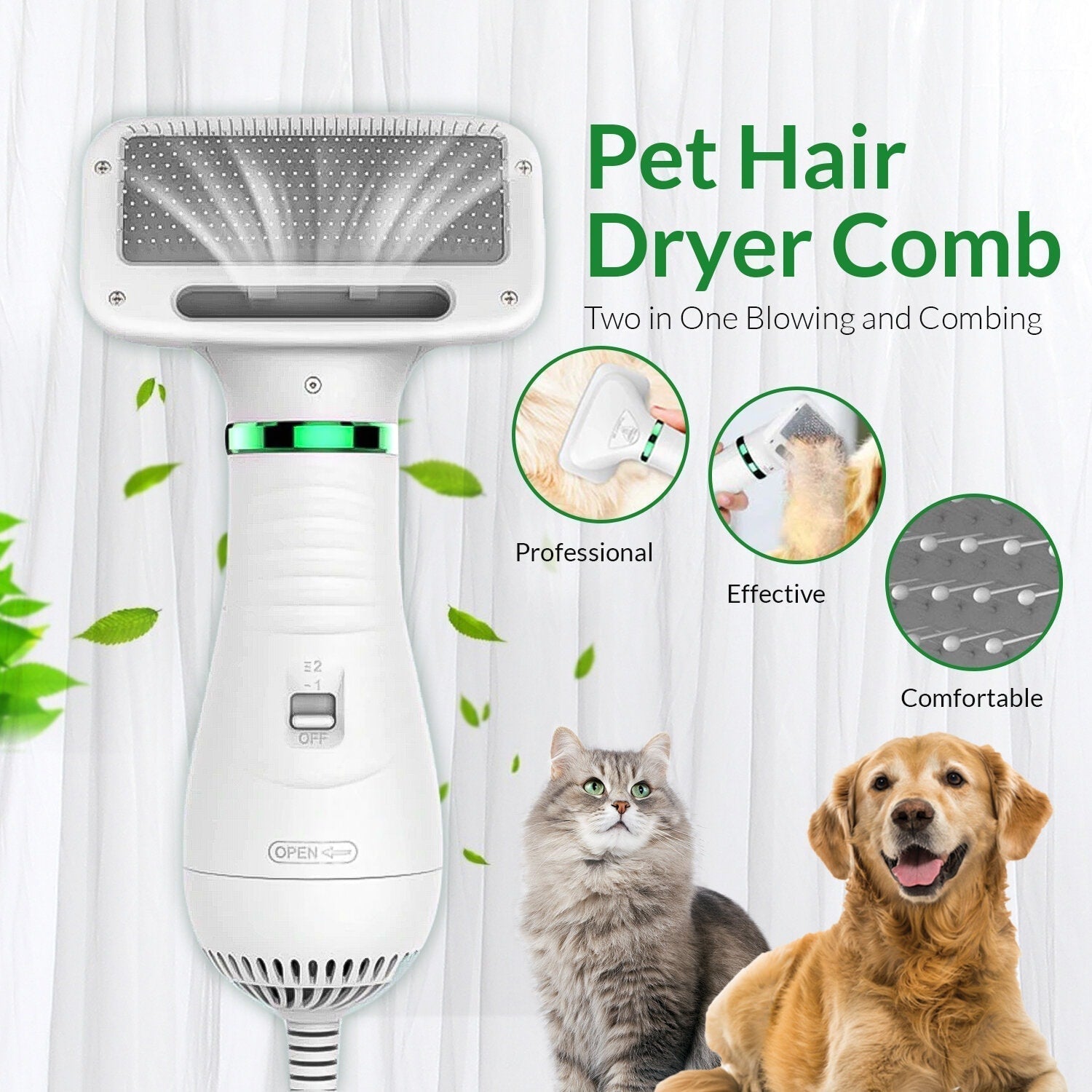 2-in-1 Pet Dryer Brush