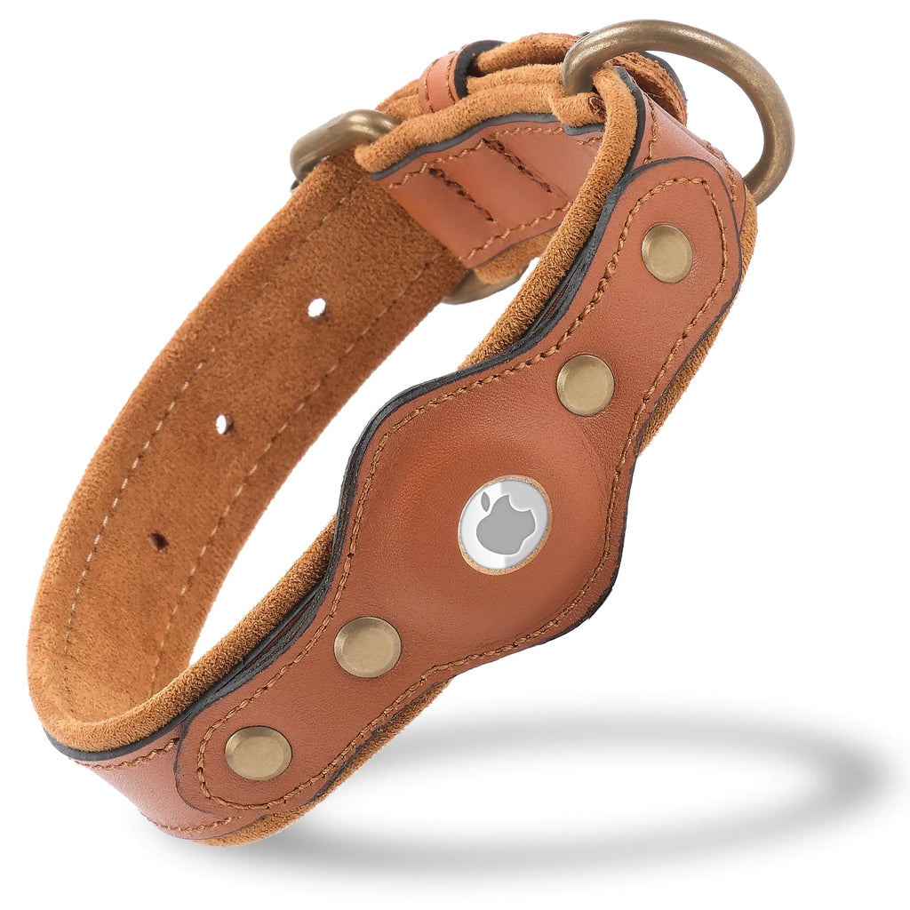 Lux Secure Leather AirTag Dog Collar